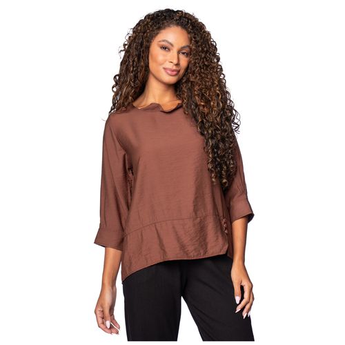 Blusa Feminina Biamar com Detalhes com Botões Marrom