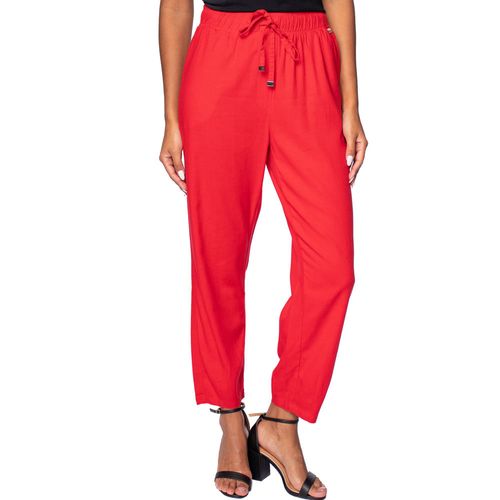 Calça Feminina Biamar Reta de Linho com Elástico Vermelha