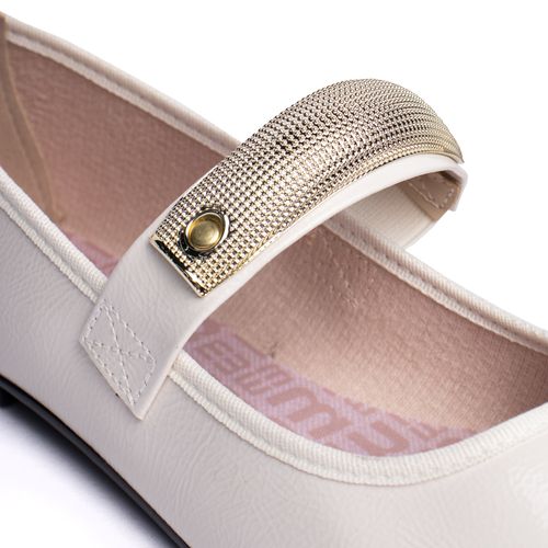 Sapatilha Feminina Moleca com Enfeite Metalizado Off White