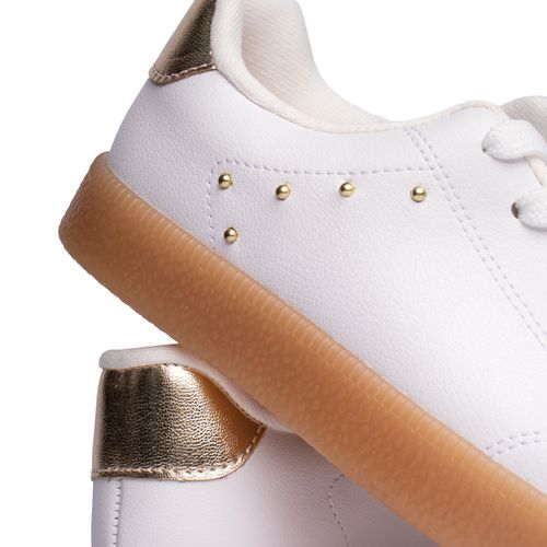 Tênis Infantil Molekinha com Detalhe Lateral Branco/dourado