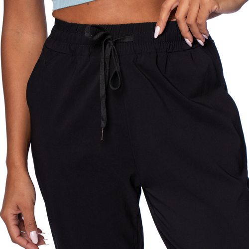 Calça Feminina Facinelli Reta Com Elástico e Cordão Preto