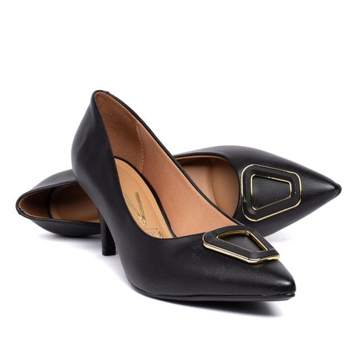 Sapato Scarpin Feminino Vizzano com Detalhe Metalizado Preto