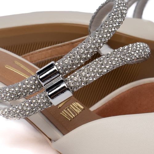Sapato Scarpin Feminino Vizzano Tiras com Strass Off White