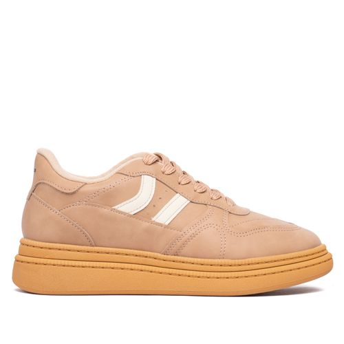 Tênis Feminino Moleca em Nobuck com Recortes Bege