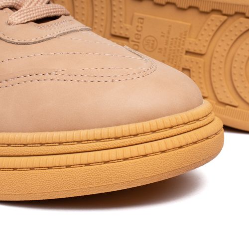 Tênis Feminino Moleca em Nobuck com Recortes Bege