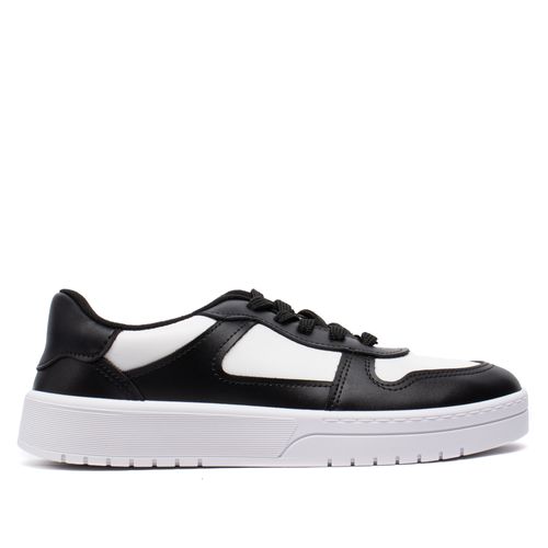 Tênis Feminino Moleca Napa com Recortes Preto/branco