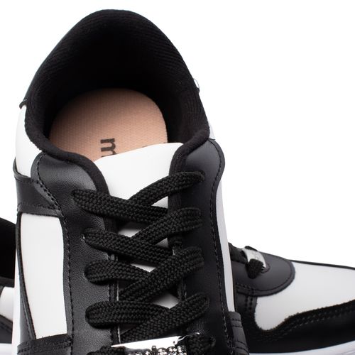 Tênis Feminino Moleca Napa com Recortes Preto/branco