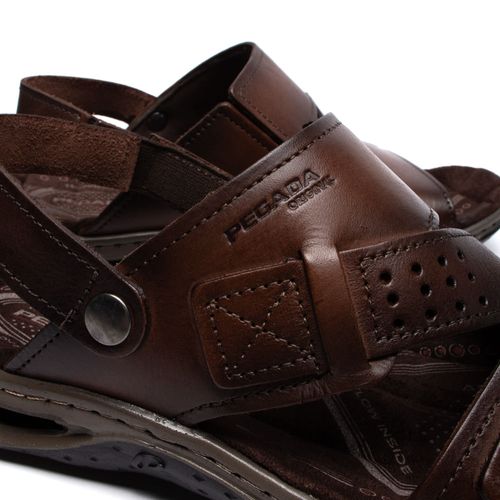 Sandália Masculina Pegada em Couro Marrom