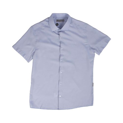 Camisa Masculina Pitt Slim Fit Manga Curta Azul Claro