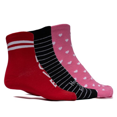 Kit com 3 Meias Feminina Selene Cano Médio Vermelho/rosa