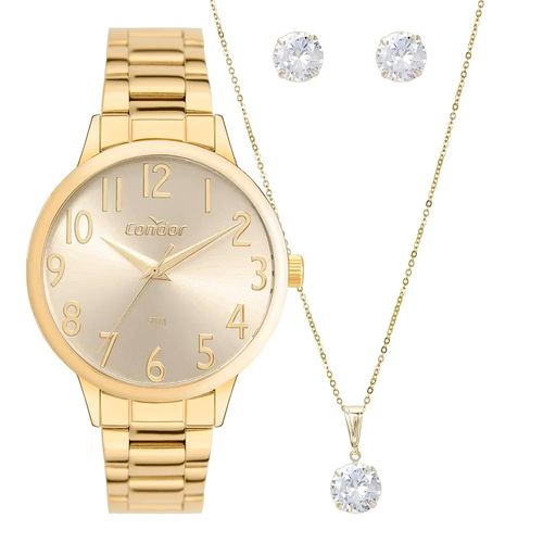 Relógio Feminino Condor Analógico CO2035NDA/K4K com Conjunto Dourado