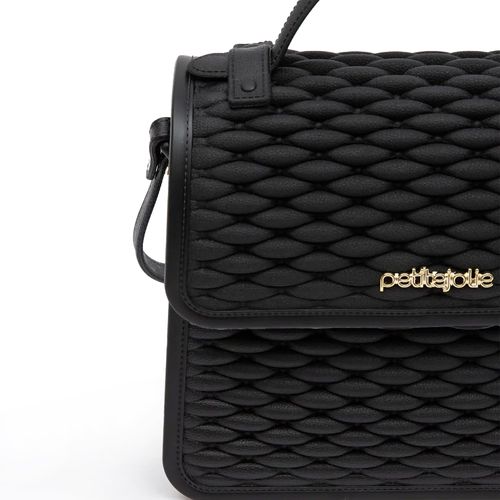 Bolsa Feminina Petite Jolie Transversal Pequena com Textura Tramada Preta