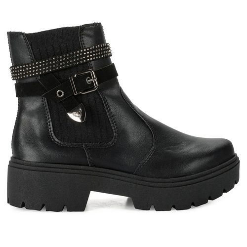 Bota Feminina Mississipi Cano Curto com Fivela e Strass Preto