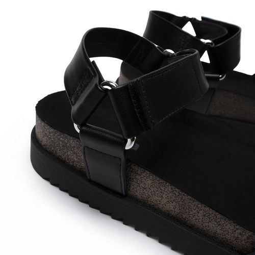 Sandália Feminina Moleca Flatform com Tira Preto