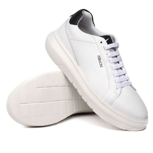 Sapatênis Masculino Ferracini Energy em Couro Branco/preto