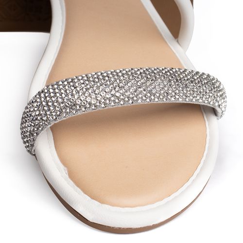 Sandália Rasteira Feminina Mississipi com Strass Branco