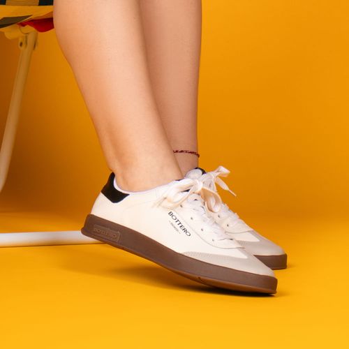 Tênis Feminino Bottero em Couro e Recortes Branco/preto