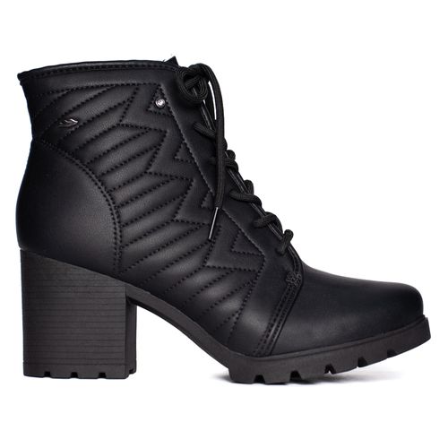 Bota Coturno Feminina Dakota com Costuras e Salto Bloco Preto