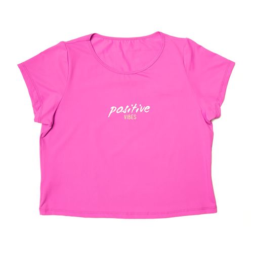 Blusa Cropped Feminina Selene Esportiva Positive Vibes Pink