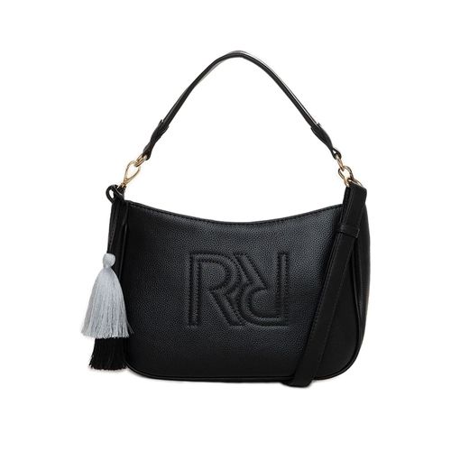 Bolsa Feminina Rafitthy Tiracolo Pequena com Logo e Adereço Preto