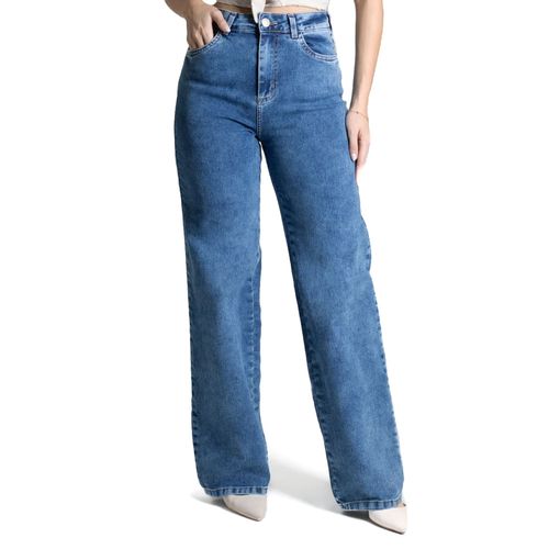 Calça Jeans Feminina Sawary Wide Leg Azul