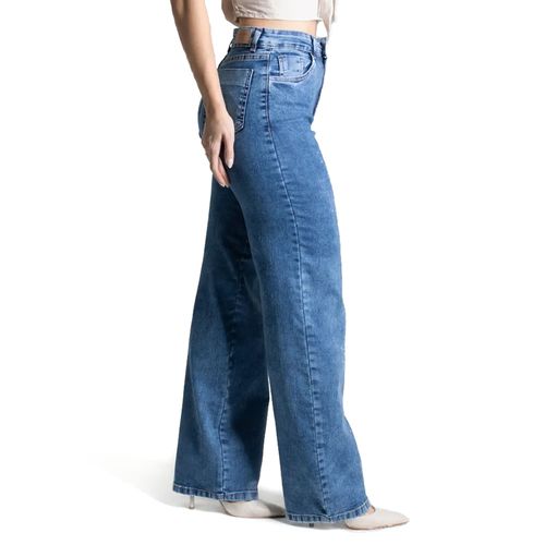 Calça Jeans Feminina Sawary Wide Leg Azul