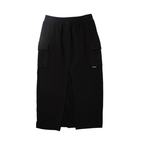 Saia Feminina Rovitex Midi com Fenda e Bolsos Preto