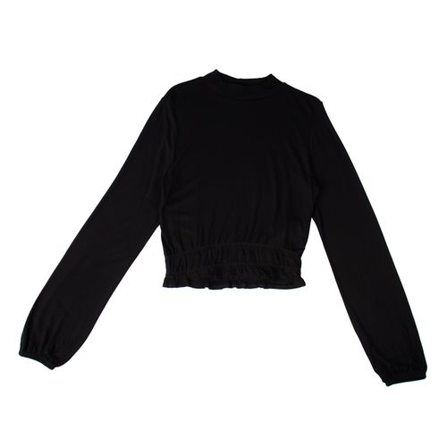 Blusa Endless Feminina Rovitex Manga Longa com Babado e Elástico Preto