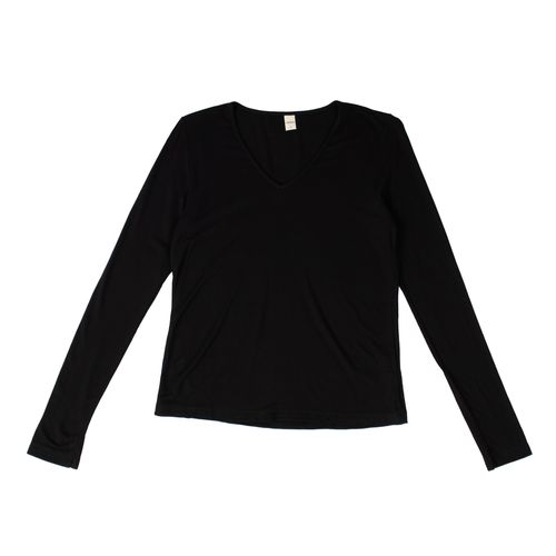 Blusa Feminina Rovitex Básica Manga Longa Lisa Preta