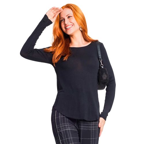 Blusa Feminina Rovitex Manga Longa Preto