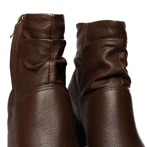 Bota Feminina Bottero de Couro Cano Curto Marrom Escuro