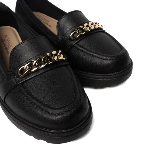 Mocassim Feminino Modare com Detalhe Dourado Preto