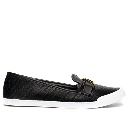 Sapatilha Feminina Moleca com Detalhe em Dourado Preto