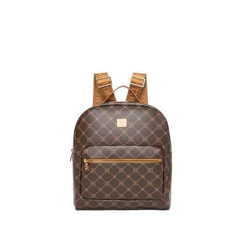 Mochila Feminina Rafitthy Grande Monograma Marrom