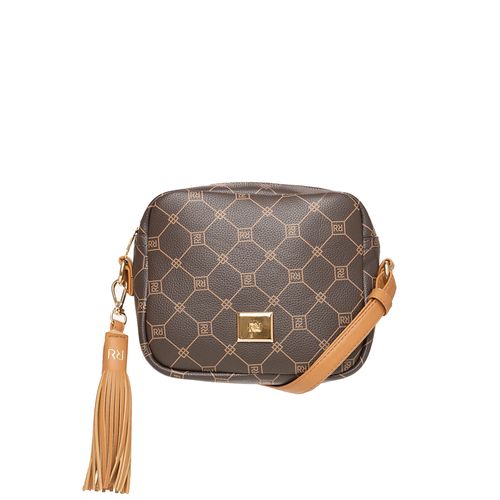 Mini Bolsa Feminina Rafitthy Monograma Marrom/Caramelo