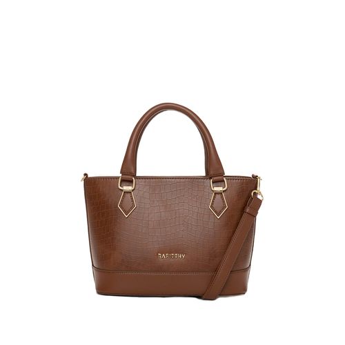 Bolsa Feminina Rafitthy Croco Transversal de Mão Caramelo
