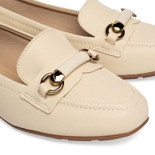 Sapatilha Feminina Modare Fivela Dourada Bege Claro