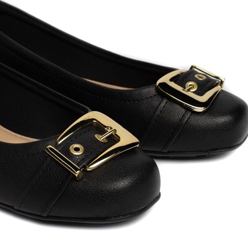 Sapatilha Feminina Modare Casual Com Fivela Dourada Preto