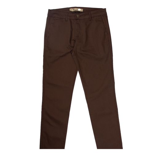 Calça de Sarja Masculina Pitt Slim Fit Alfaiataria Marrom Escuro