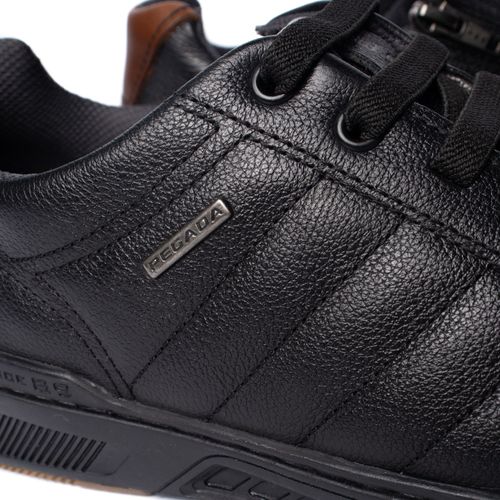 Sapatênis Masculino Pegada Couro Preto/Marrom