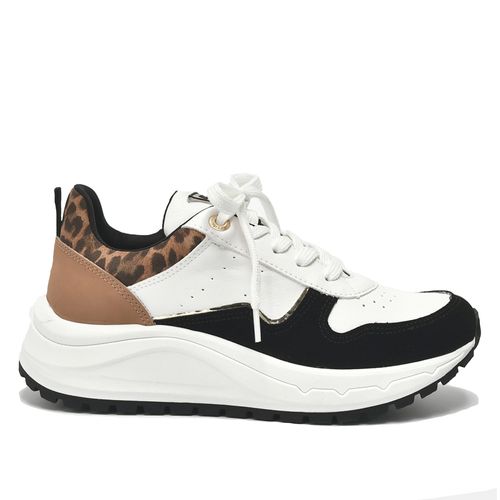 Tênis Feminino Via Marte Casual Animal Print Branco/Preto
