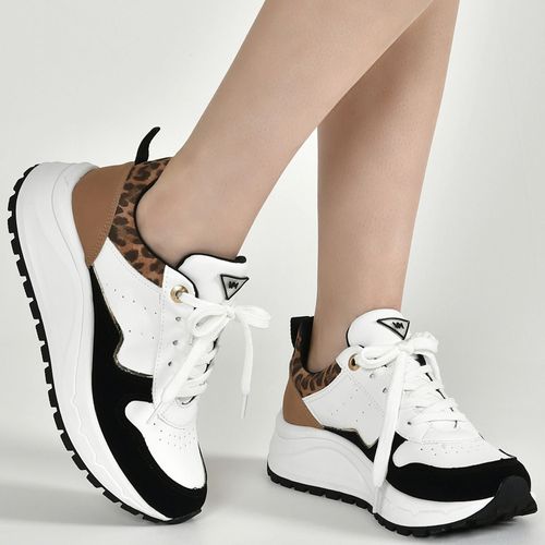 Tênis Feminino Via Marte Casual Animal Print Branco/Preto