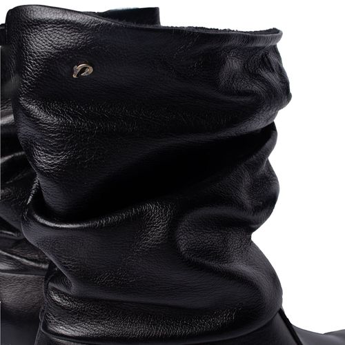 Bota Feminina Pegada Cano Médio Franzido Preto