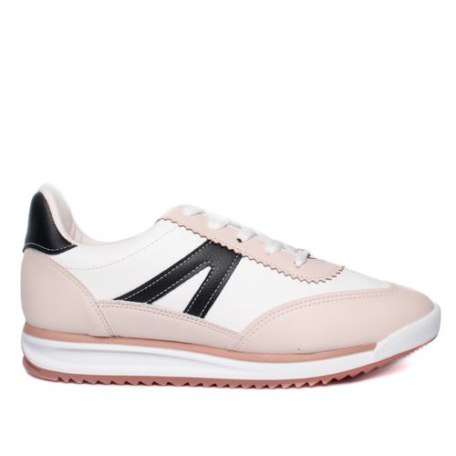 Tênis Feminino Vizzano Napa com Recortes Bege/Preto