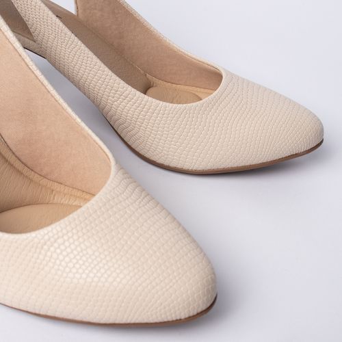 Sapato Scarpin Feminino Modare Napa Salto Bloco Bege Claro