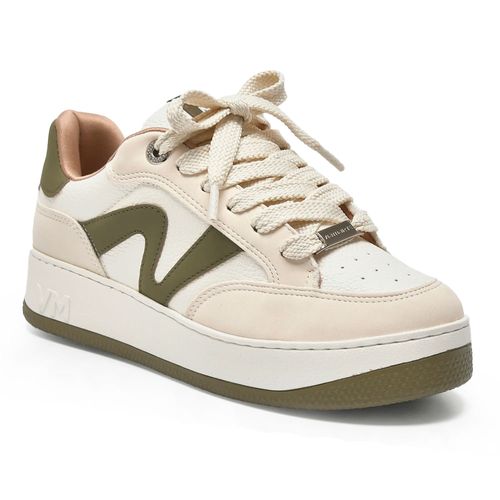 Tênis Feminino Via Marte Casual Bege Claro/Verde Escuro