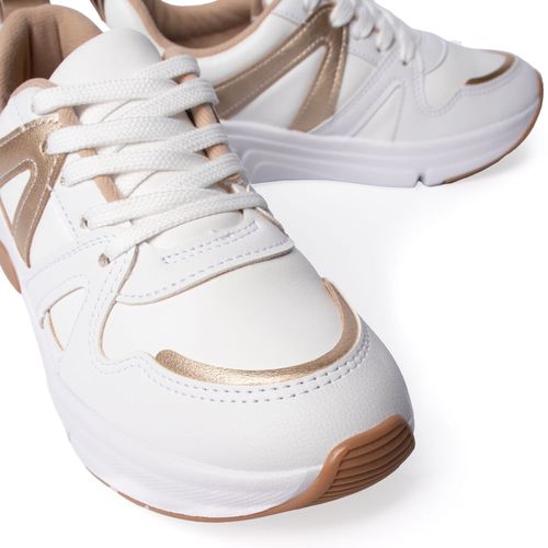 Tênis Feminino Modare Napa Suprema com Recortes Branco/Dourado