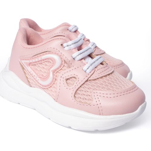 Tênis Infantil Molekinha com Coração Rosa Claro