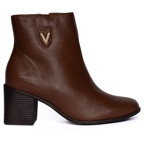 Bota Feminina Via Marte Social Cano Curto Couro Marrom