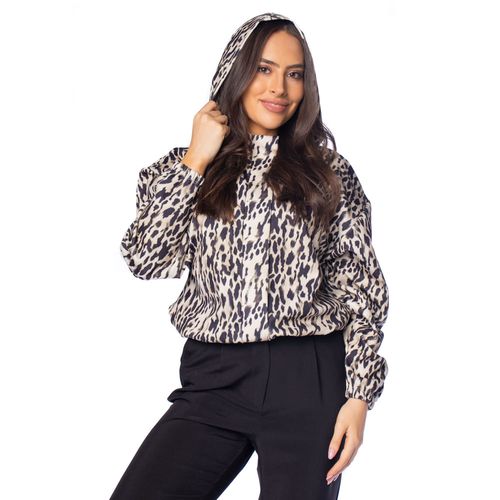 Jaqueta Feminina Rovitex Bomber Animal Print Preto